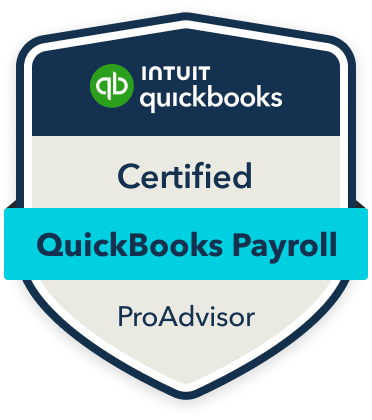 Intuit Certified QuickBooks Payroll ProAdvisor digital badge.